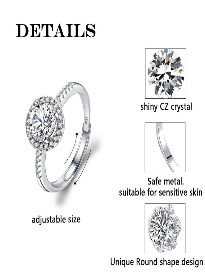 Luckilemon Moissanite Adjustable Engagement Ring, Promise Eternity Ring for Women,Wedding Rings,Jewelry Gift,Friendship Promise Fashion Jewelry Valentine Gifts for Women - Image 3